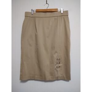 Lane Bryant Beige Elastic Waist Side Zip Midi Pencil Skirt Size 16